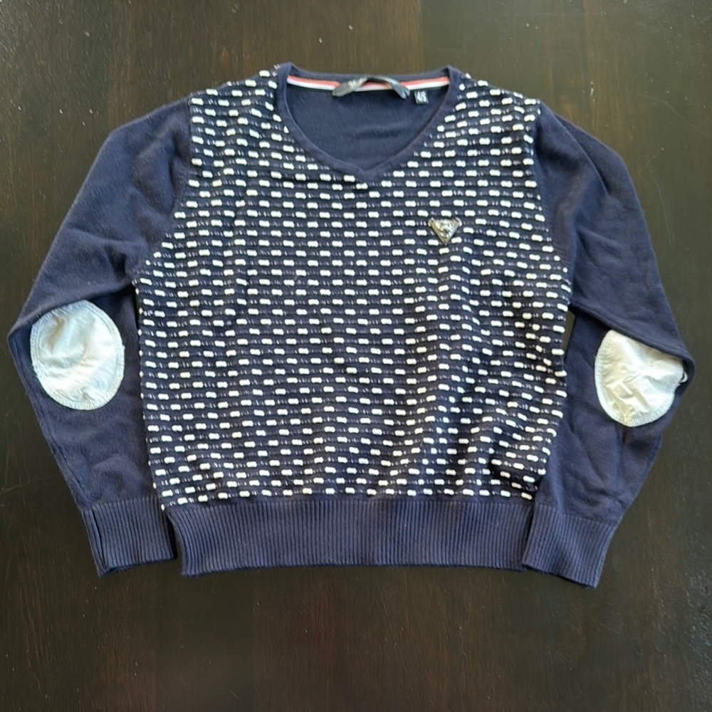 Modern Blue and White Geometric Sweater - Picture 1 of 3